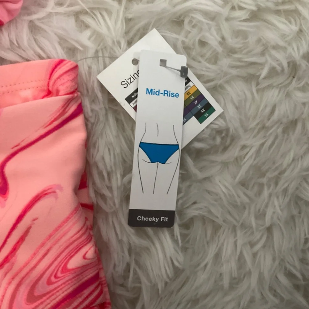 Time and Tru Mid‎ Rise Cheeky Fit Bikini - Pink Marble - Size 3X